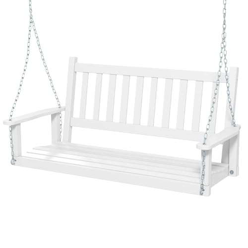 FANTASK Hängebank aus Massivholz, 2-Sitzer Gartenschaukel zum Aufhängen, Hollywoodschaukel bis 230 kg belastbar, Outdoor-Schaukelbank, Weiß, 136 x 67 x 63 cm FANTASK Hängebank aus Massivholz, 2-Sitzer Gartenschaukel zum Aufhängen, Hollywoodschaukel bis 230 kg belastbar, Outdoor-Schaukelbank, Weiß, 136 x 67 x 63 cm