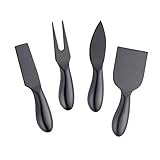 Set di coltelli da formaggio, in acciaio inox, design ergonomico e facile da usare, per compleanni, feste, matrimoni, feste nuziali, inaugurazione della casa e anniversario (nero) immagine