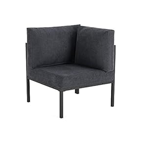 Mingone Ensemble de meubles – Fauteuil d’angle avec méridienne en lin – Design DIY (canapé d’angle, gris)