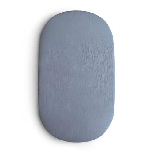 Image of mushie Extra Soft Bassinet Muslin Crib Sheet | 30" x 16" (Tradewinds)