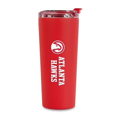 Image of Rico Industries NBA Basketball Atlanta Hawks Red 24oz Stainless Steel Tumbler with Lid and Dual Functioning Lid
