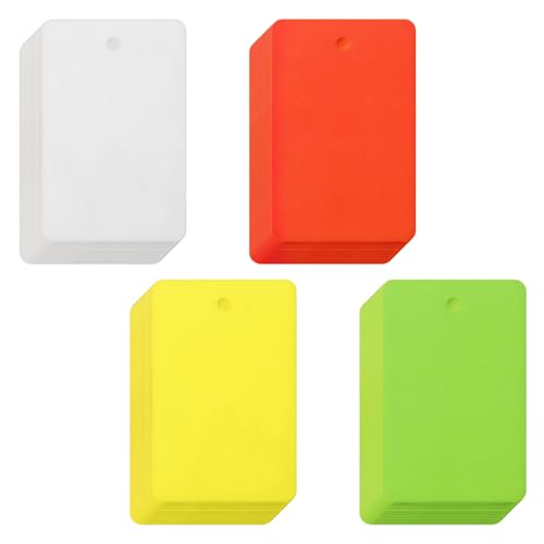 FOCMKEAS 100 Pcs Multi-Color Plastic Labels Tags 4x6 cm Waterproof Hang Tag, Writable Anti-Tear PVC Shipping Tags Blank Garment Tag for Retail Inventory Clothing Luggage Equipment(1.57" x 2.36")