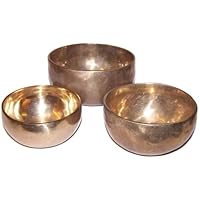 Set Of 3 Handmade Brass Singing Bowls - Largest 125mm