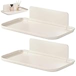 Wnzdp 2Pcs Stick on Shelves, Foldable Wall Storage Holder Rack, Perforation Free Plastic Floating Stick on Shelf, 7 Inches Adhesive Mini Shelf on Wall for Kitchen Bathroom Office