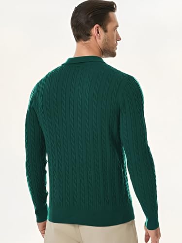 Image of TYSORT Men's Cotton Full Sleeve Collar Polo Sweater for Men, Cable Knitted Sweaters for Men