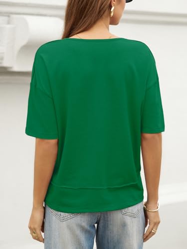 Image of UNCLECAT Womens V Neck T Shirts Summer Trendy Loose Fit Casual Tops Tees