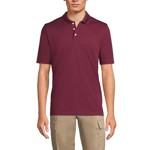 Lands' End Essentials Men's Active Polo Shirt – Short Sleeve, Lightweight & Breathable Performance Fabric – Regular Fit Burgundy