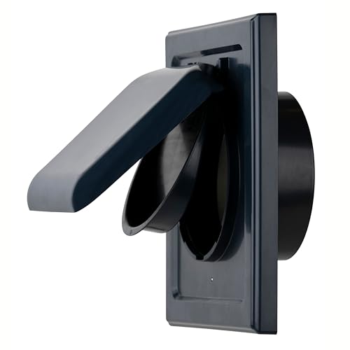 Image of NO-PEST VENT Dual Door Dryer Vent Cover 4 Inch Outdoor, Made in USA, Highest UV-Resistant Plastic, No Lint-Collecting Screen (Deep Ocean Blue, 4 inch Plastic Vent With Collar)