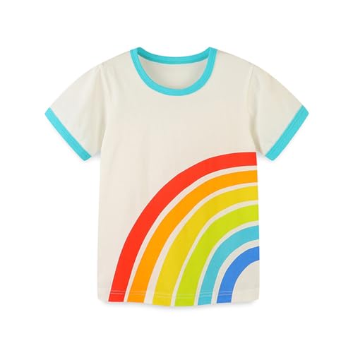 Rainbow T Shirt for Toddler Boys Kids Short Sleeve Shirts Beige Clothes