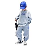 [KOSIKINI] 子供服 男の子 セットアップ ジュニア 長袖 韓国 子供服 セットアップ 男の子 春 秋 長袖 トレーナー スポーツパンツ 上下セット カジュアル ゆったり 可愛い 120 130 140 150 160 170cm ジャージ 上下セット 可愛い服 男児 プレゼント Boyst099-GY-150
