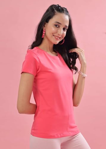 Image of Dollar Women's Solid Stretchable Cotton Round Neck Tshirt
