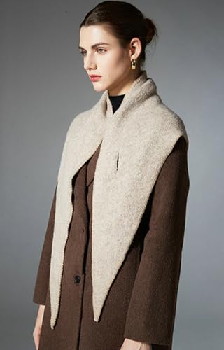 Women's Knitted Pashmina Triangular Scarf Fall Winter Solid Color Shawl with Knotted Design Sweater Cardigan Style3