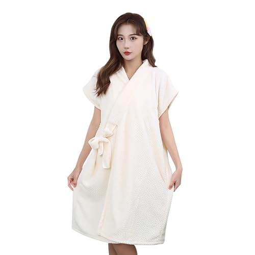 FakeFace Robe Serviette de Bain Femme Peignoir de Bain Dame Sauna Jupe de Bain Épais Absorbant Réglable Robe de Chambre Séchage Rapide pour SPA Piscine Hôtel