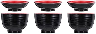 DOITOOL 3pcs Japanese Style Miso with Lid Japanese Melamine Miso Soup Bowls Small Soup Bowl Ramen Bowl Imitation Porcelain Soup