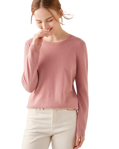 Image of 100% Pure Cashmere Crewneck Sweater for Women Long Sleeve Warm Soft Lightweight Knit Pullover