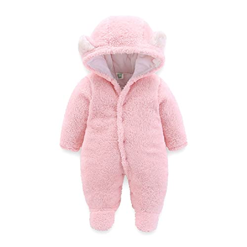 Image of ALLAIBB Baby Newborn Snowsuit Winter Hooded Footie Fleece Jumpsuit for Infant Girls Boys