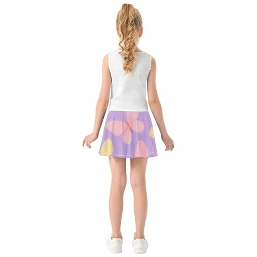 Girls Skorts Athletic Shorts Skirts with Shorts Cheer Butterfly Skirt Cute Yellow Pink Butterflies Purple 3t4