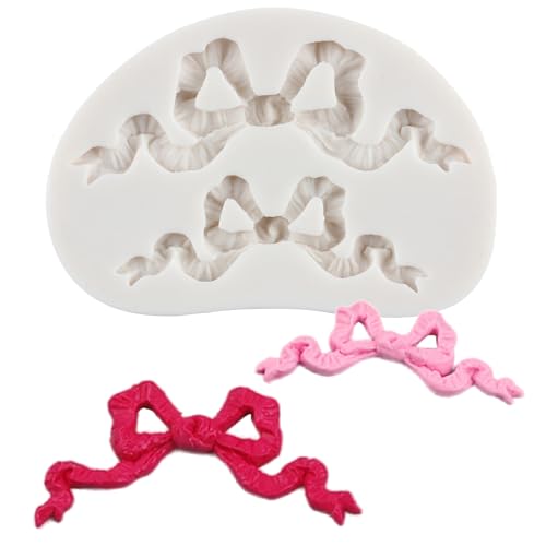 YANQINMS Bow Silicone Fondant Molds Ribbon Bow Silicone Mold for Sugar Craft Cake Decorating Cupcake Topper Candy Chocolate Polymer Clay Gum Paste
