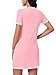 Rooscier Women's Short Sleeve Color Block Dress Button Bow Elegant Formal Work Mini Dress Pink X-Small