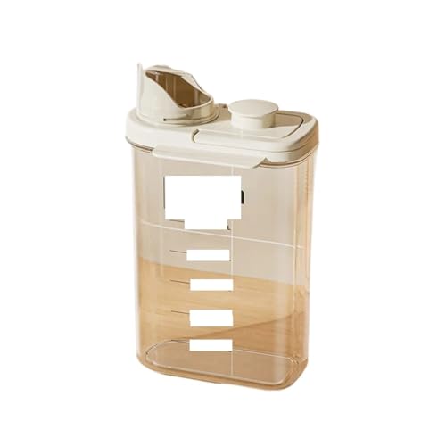 Dispensador Cereales Tarro sellado portátil for granos y multicereales, caja de almacenamiento for cocina, comida for Gato transparente, cubo de arroz, aperitivos, tarro de almacenamiento for té(Cream