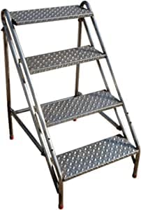 Amrioty 産業用折りたたみ式ステンレス鋼踏み台 家庭用階段 ステンレススチール踏台 2/3/4段はしご 滑り止め ポータブル 大人/子供兼用 耐荷重150kg (4階)