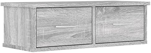 vidaXL Wall-mounted Drawer Shelf 2 Drawers Elegant Display Floating Shelf Cabinet Storage Living Room Furniture White Engineered Wood