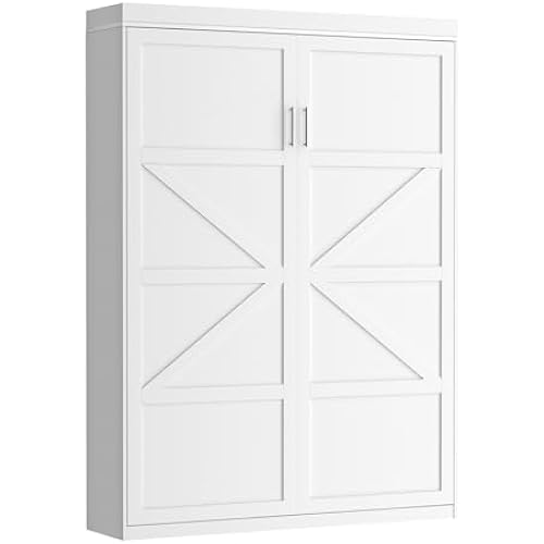 ROOMTEC Queen Murphy Bed with Smooth Pneumatic Lift, Space-Saving Wall Bed