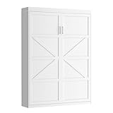 ROOMTEC Queen Size Murphy Bed with Smooth Pneumatic Lift, Space-Saving Wall Bed with Modern Cabinet Design, Easy Installation, Ideal for Guest Rooms, Home Offices, Fits 60