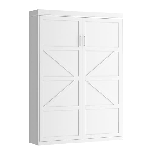 ROOMTEC Queen Murphy Bed with Smooth Pneumatic Lift, Space-Saving Wall Bed