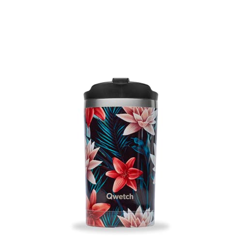 - 隔热旅行杯 - 热带黑色 300 毫升 - 游牧不锈钢咖啡和茶杯 - 6 小时热和 12 小时冷 - 不含 BPA,防漏且可重复使用 - 适合运输、汽车、办公室、家庭的理想杯子