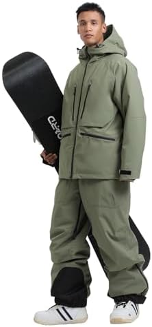 GSOU SNOW Mens Ski Jacket and Pants Set Baggy Snowboard Suit Ski ...