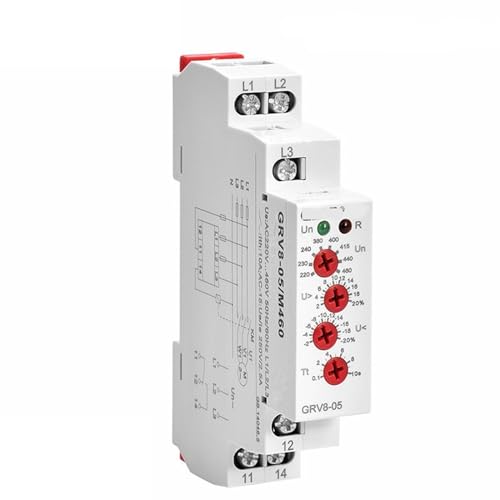 Relé de voltaje GRV8-05 M265 para protección de motores trifásicos y control de fase