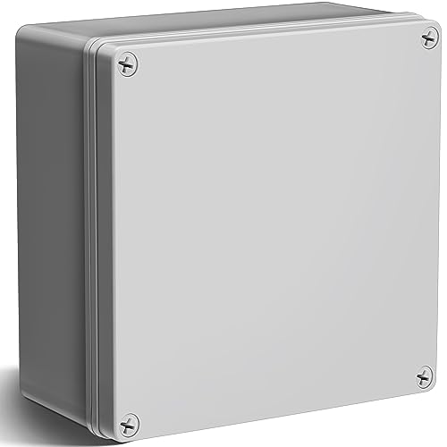 Image of Kanayu Conduit Box Electrical 8'' x 8'' x 4'' Junction Box Plastic Dustproof Waterproof IP65 Gray White Protect Conduits and Fittings Universal Electrical Project Enclosure for Outdoor
