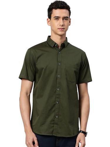 Image of Majestic Man Slim Fit Pure Cotton Half Sleeve Solid Casual Shirt