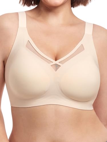 Image of Wireless Bras for Women (34C-42DD), Extremely Comfortable Seamless Bra Mesh Bralettes Adjustable Straps Everyday Bra