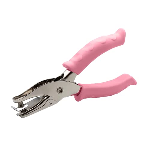 Perforatrice Bucatrice Foro Singolo 6mm per Carta A4 in Acciaio Inossidabile Perforatore Punzonatore Fai da Te Ufficio Casa Scuola, Impugnatura in Gomma Antiscivolo (PERFORATRICE, ROSA)