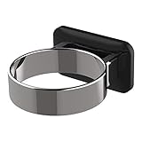 Hair Dryer Holder-Black, Bathroom Hair Dryer Holder, Hair Care Tools Holder Wall Mount - Extra Large Rim (Silver + Black)