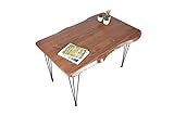 Gozos Scots Pine Baumkante Esstisch Massivholz aus Baumstamm | Holztisch Esszimmer aus massiven Holz Kiefer | Handgefertigt aus Echtholz mit Pingu-Metallbeine | 140 x 80 cm | 40mm Tisch