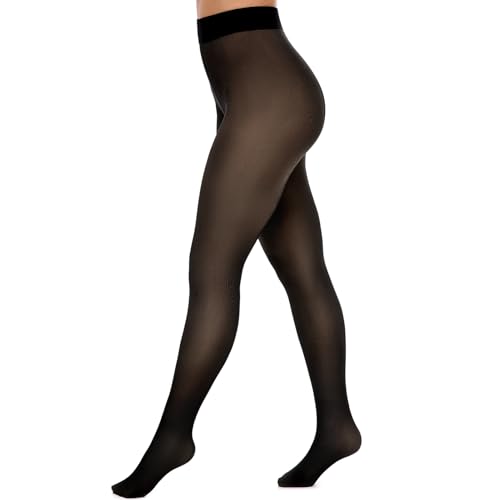 SINOPHANT Fleece Lined Tights for Women, Fake Translucent Warm Pantyhose Sheer Thick Tights for Winter
