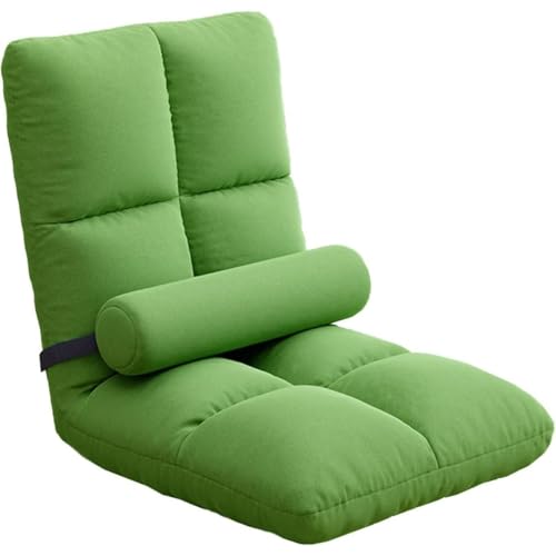 2024新型 座椅子 折りたたみ式 一人掛けソファー 洗えるカバーニング 背もたれ 腰枕付き 180度フラット可能 寝れる 姿勢安定 立体形状座面 クッション あぐら座椅子 リクライニング 低反発 折りたたみ収納 フロアチェア (スタイル-2,グリーン)