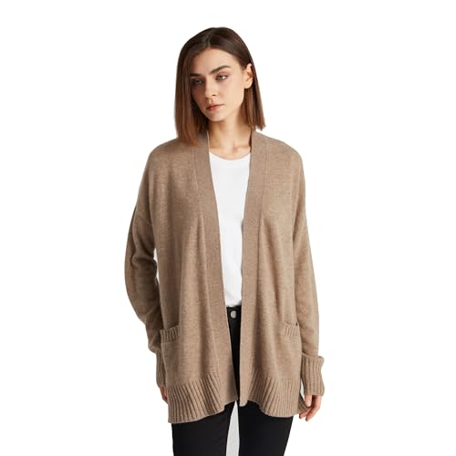 Image of GreenMount Women's 100% Pure Cashmere Cardigan Sweater Soft and Warm Long Sleeve Oversize Loose Cardigan with Pocket