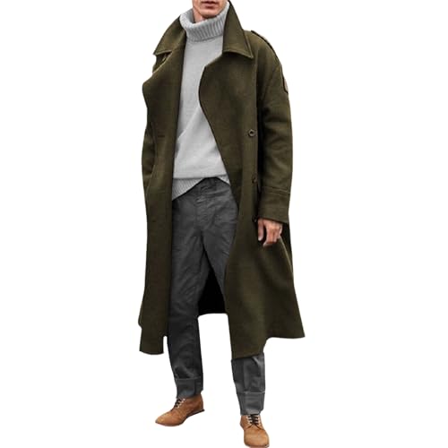 Abrigo térmico de mezcla larga para hombre con corte estructurado y solapa elegante