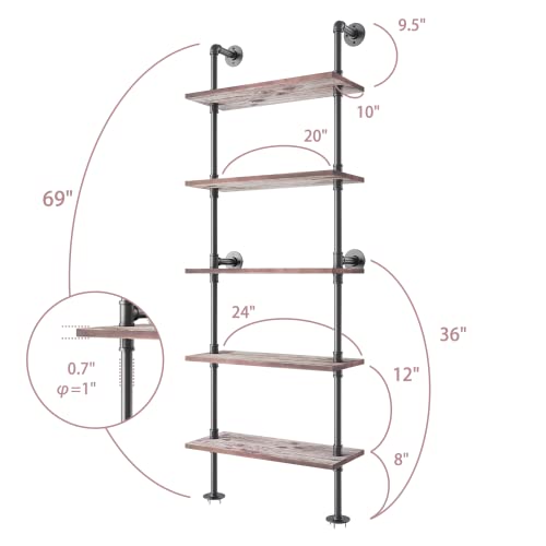 Yuanshikj-5-Tier-with-24-Solid-Wood-Planks-Industrial-Pipe-Ladder-Shelf-Metal-Iron-Rustic-Wall-Mounted-for-Living-RoomOffice-Decor-StorageBookshelf