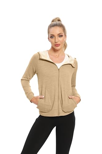 TIHEEN Womens Zip Up Hoodie, Long Sleeve Warm Soft Polar Lightweight Workout Jacket with Pockets2