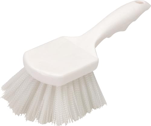 Image of SPARTA Flo-Pac 8 inch Utility Scrub Brush with 2 inch Nylon Bristles, Plastic Pistol Grip Handle, Commercial Handheld Cleaning Brush, White