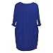 Vestido de verano básico suelto para mujer, cuello casual, hasta la rodilla, vacaciones, vocación, azul, S