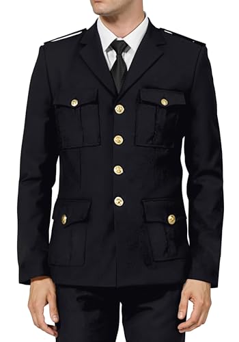 ZHOUYOPINPAI Mens Navy Captain Costume 2-Piece Yacht Club Uniform Set Includes Jacket Pants for Party & Role Play M