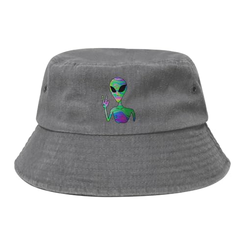 Trippy Alien Color Bucket hat - Cotton Sun hat - Unisex
