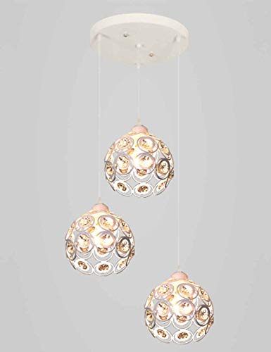 Suspension luminaire bar et restaurant avec 3 abat-jours design fer blanc LED