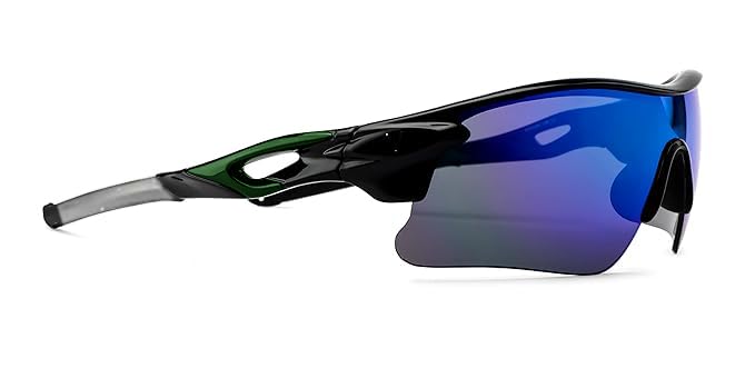 Packard - Sports Sunglasses - Bike Rider Glasses (Black Green, Blue)